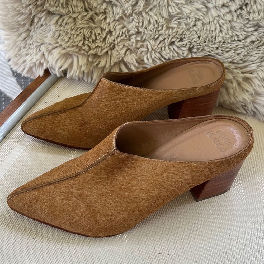 Huma Blanco Anthropologie Dory Calf Hair Mules 38